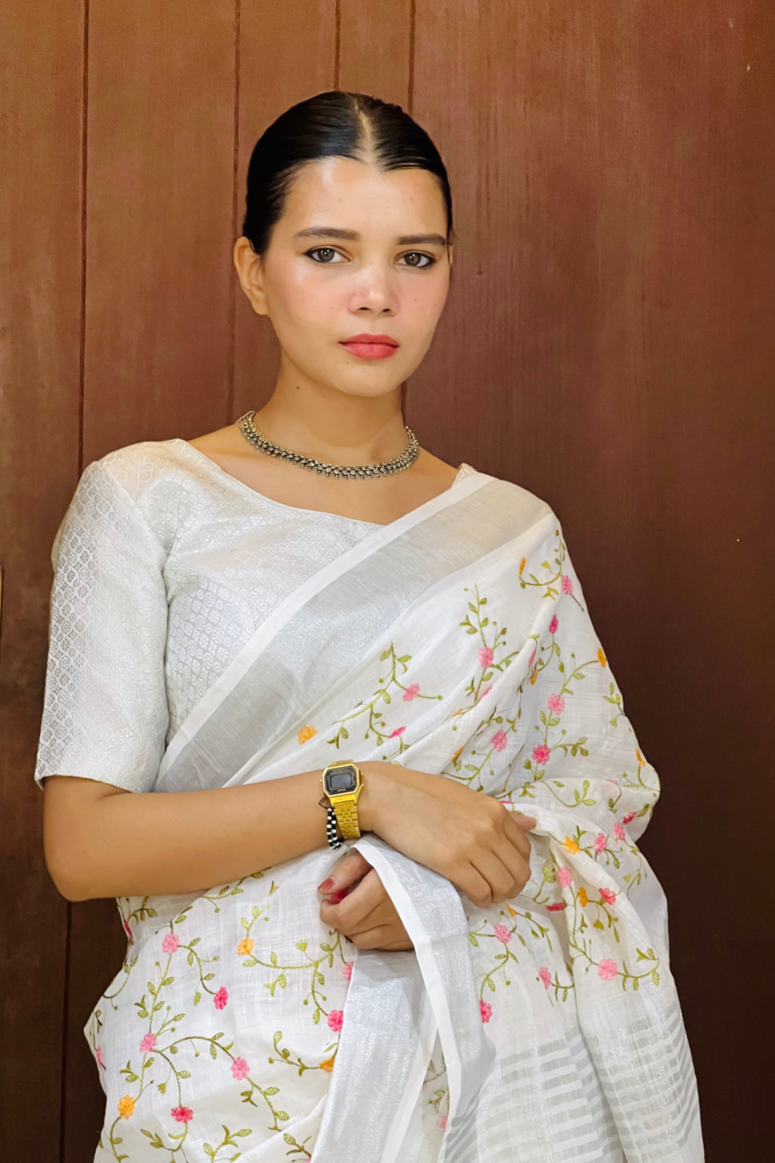 Jasmine Linen Sari - Image 3