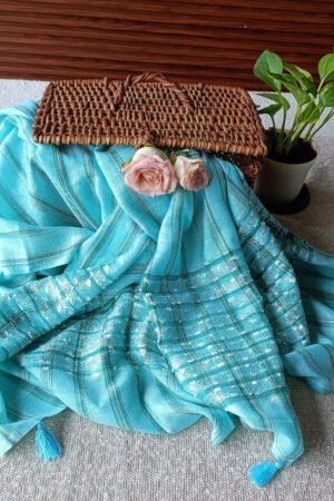 Shimmer Striped Cotton Stole/ Scarf