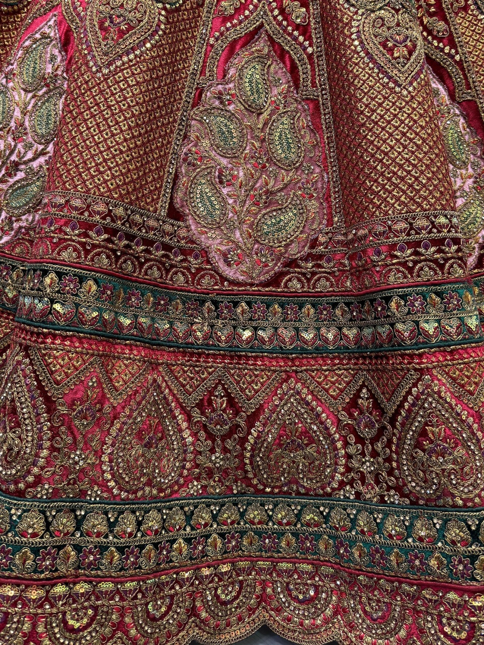 Great Maroon Dori Work Velvet Bridal Lehenga Choli With Double Dupatta - Image 2