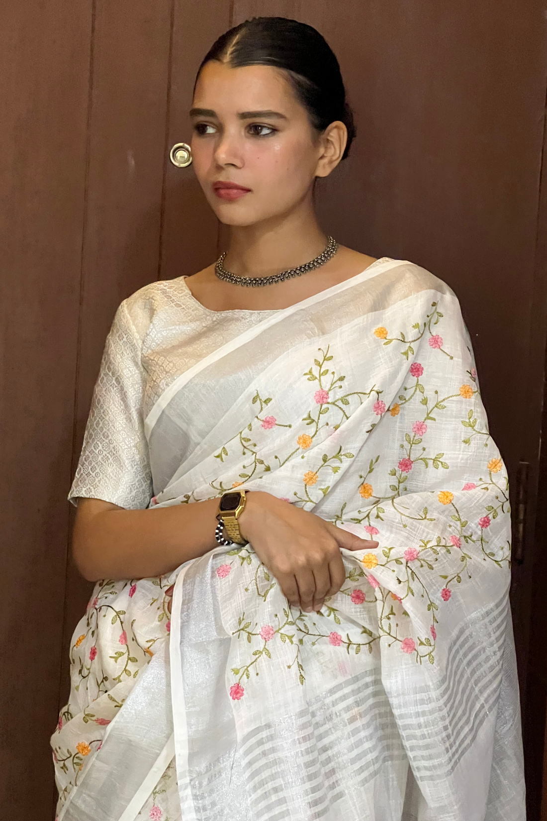 Jasmine Linen Sari - Image 4