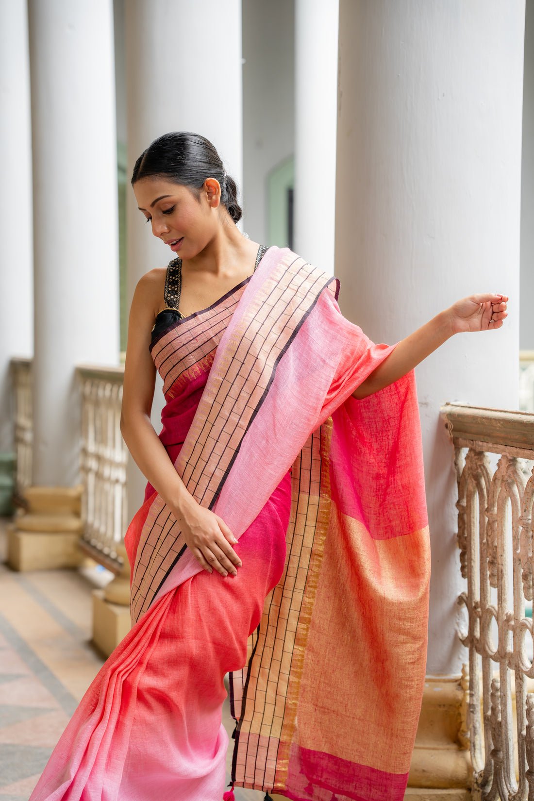 Gulaab Linen Sari - Image 3