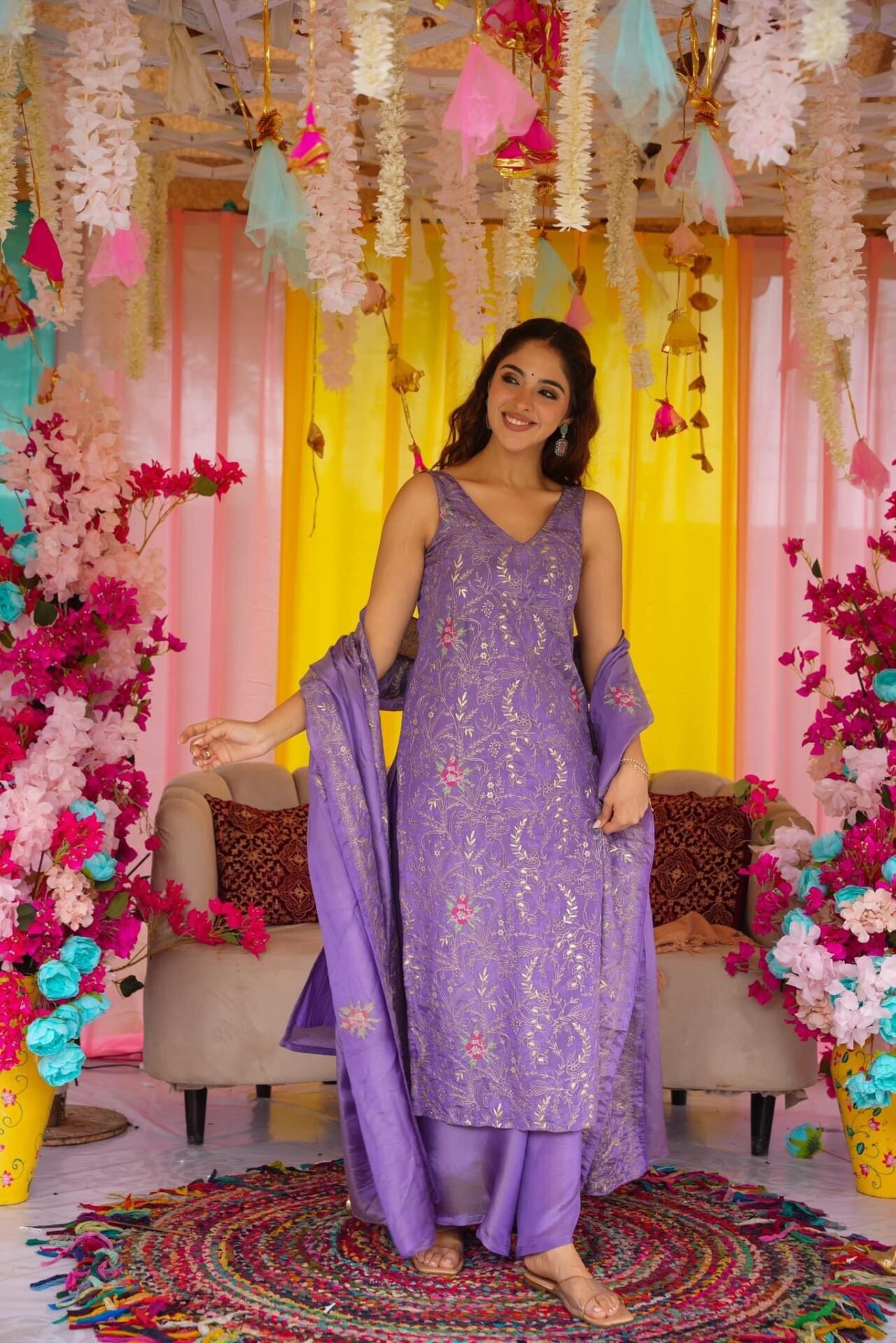 Regal Purple Straight Suit Set - Image 3