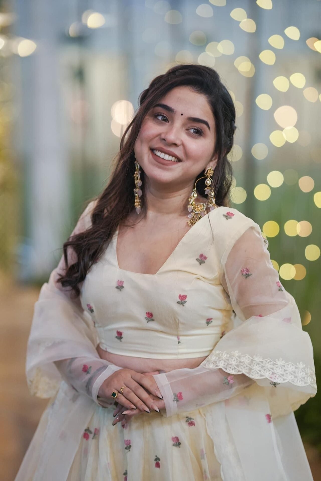 Meraki white organza lehenga set - Image 2