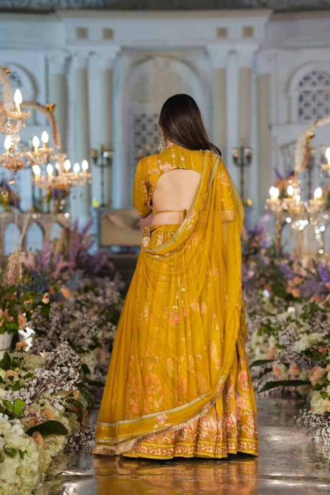 Twila mustard sunshine viscos organza lehenga - Image 4