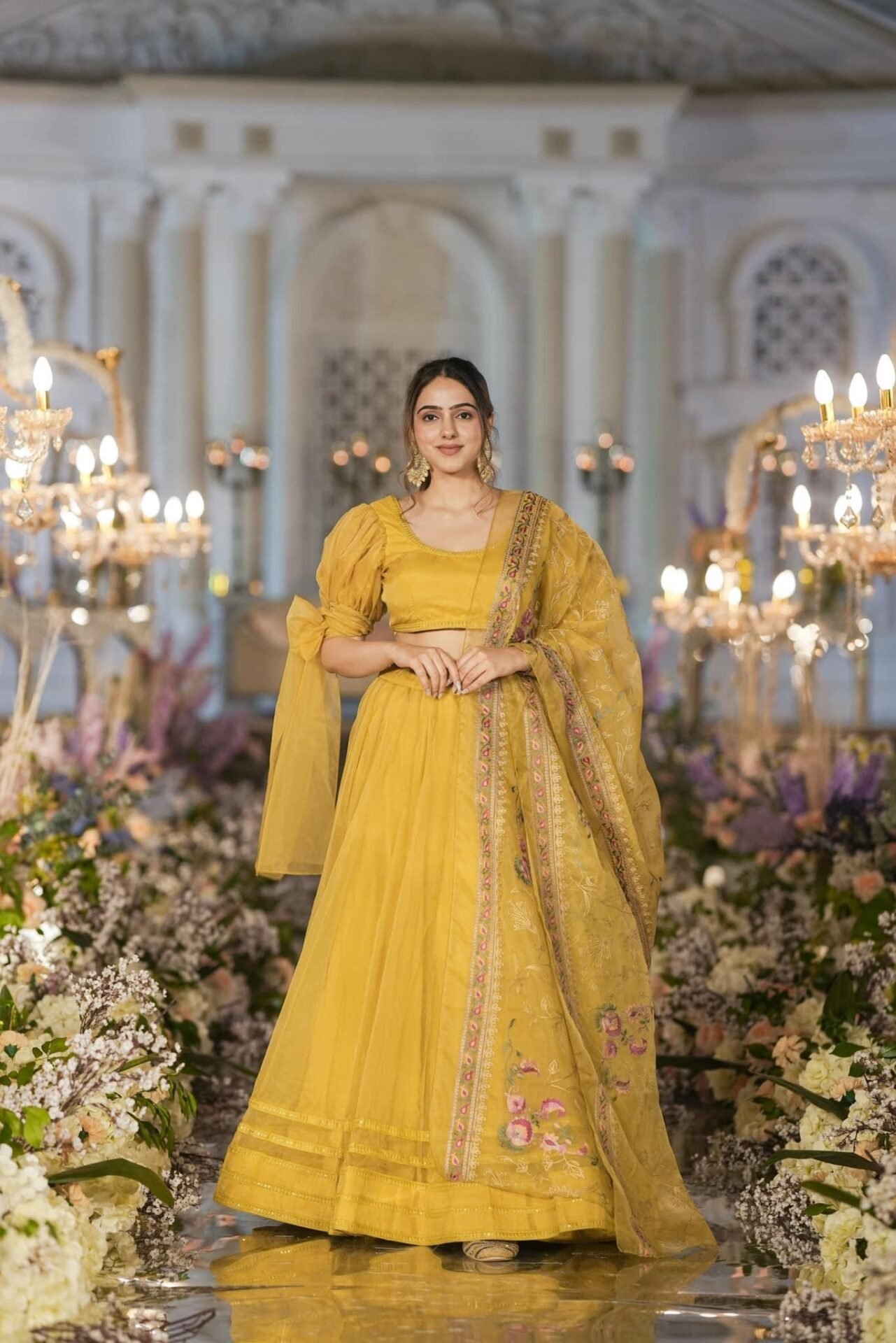 Sianni Yellow ORGANZA LEHENGA SET - Image 2