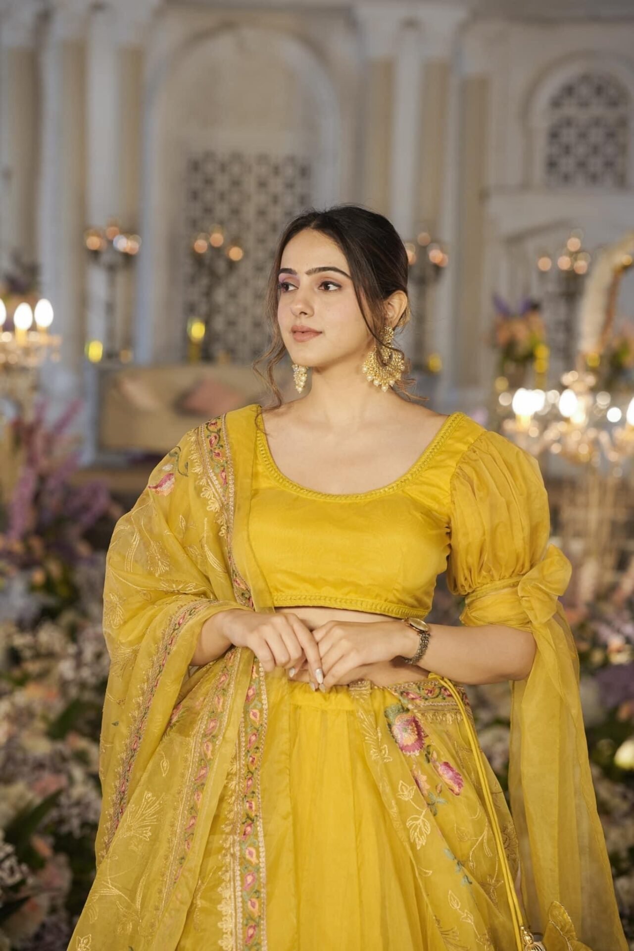 Sianni Yellow ORGANZA LEHENGA SET - Image 3