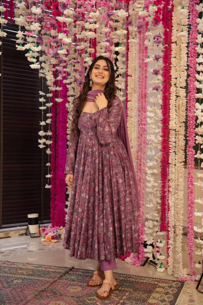 Joy purple muslin suit set - Image 4