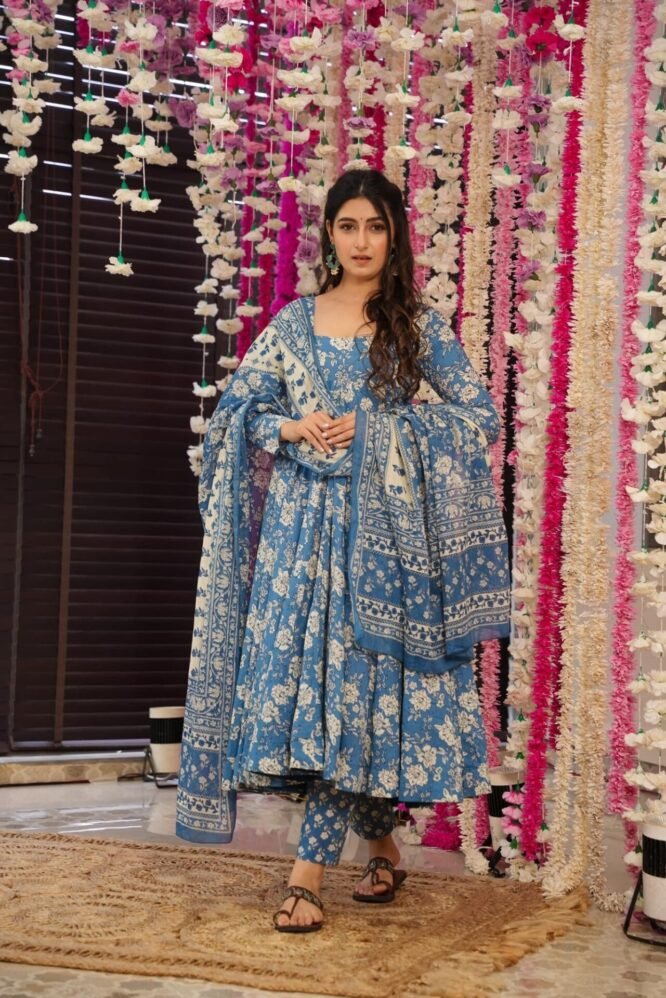 Erica BLUE cotton suit set - Image 2