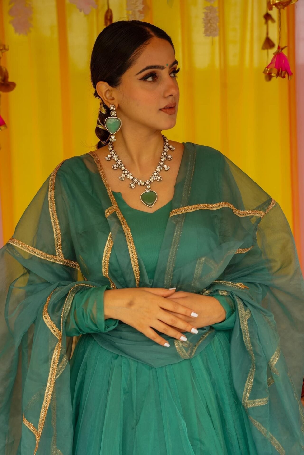 Sadhna green organza lehenga set - Image 2