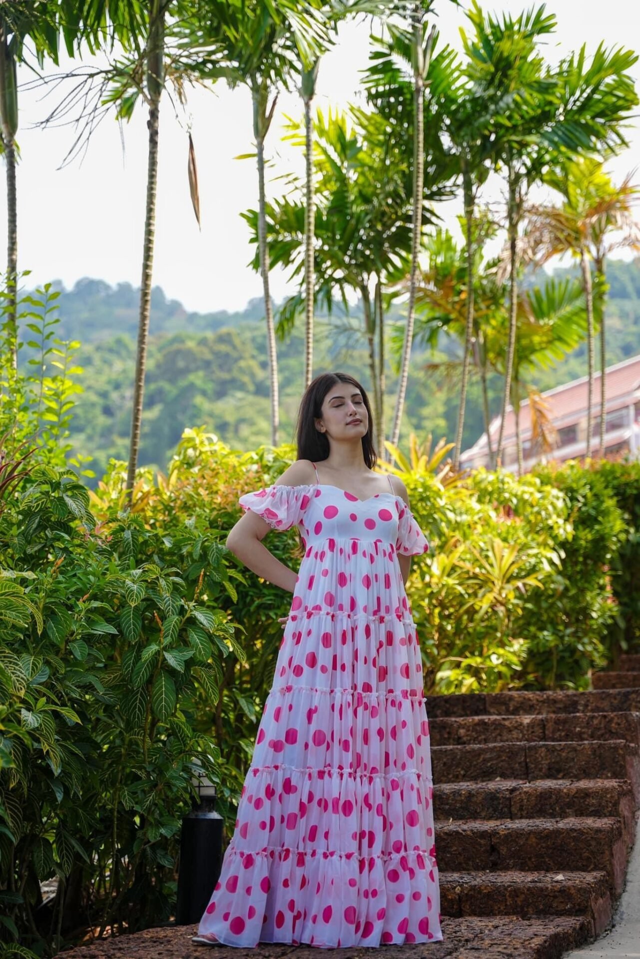 Elf polka dot georgette dress