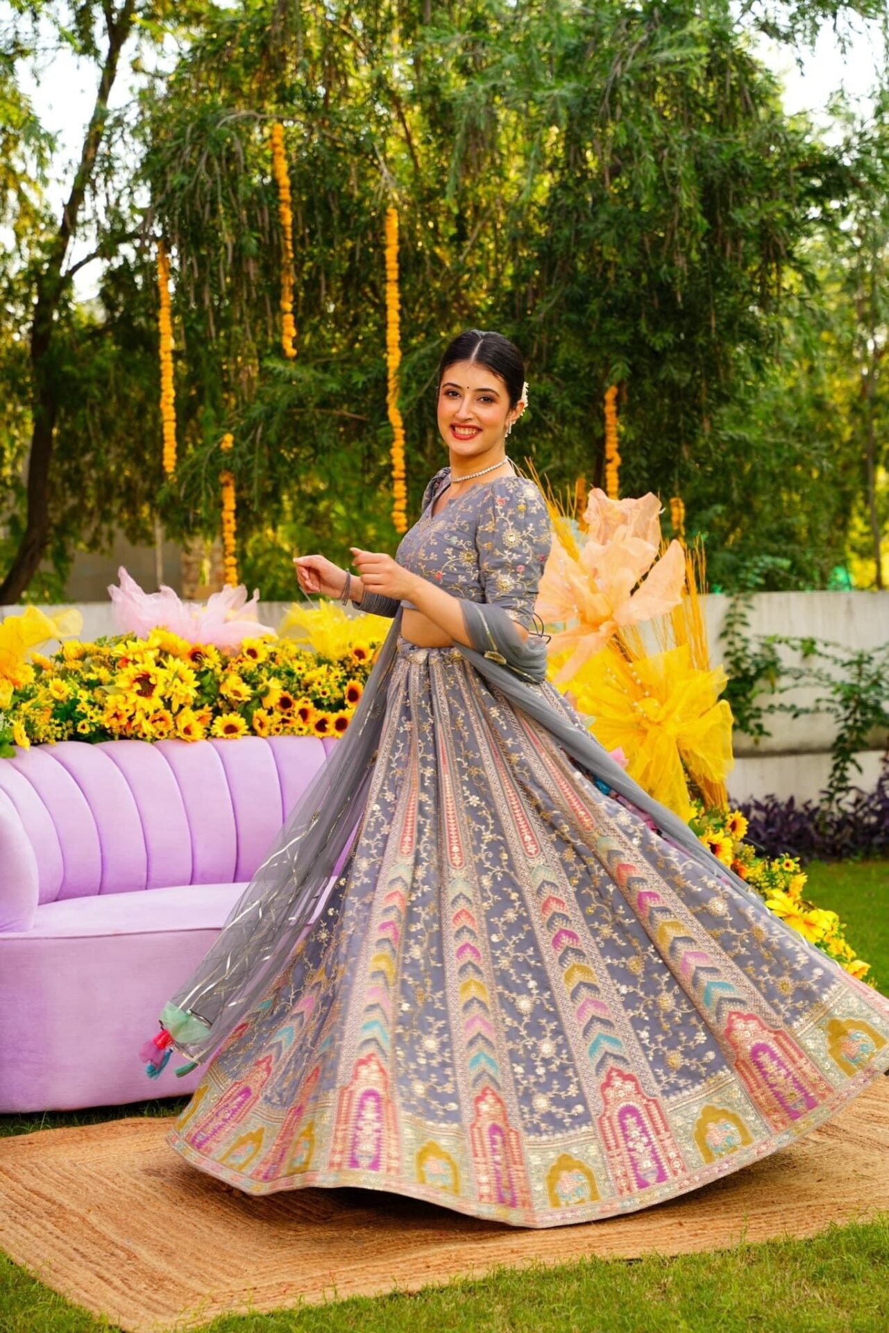 Smokey grey lehenga choli set - Image 2