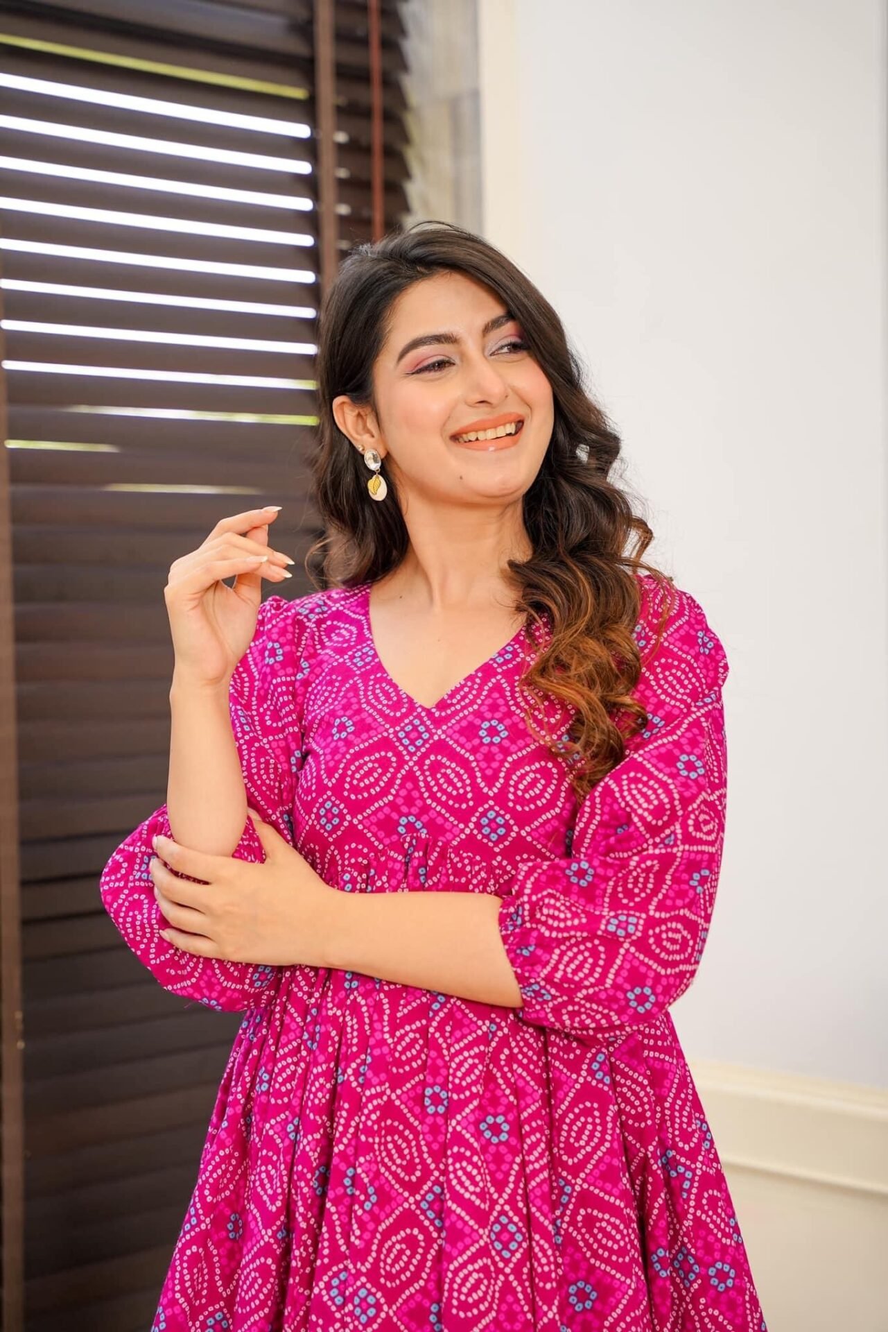 Pink Bandhej cotton dress - Image 3