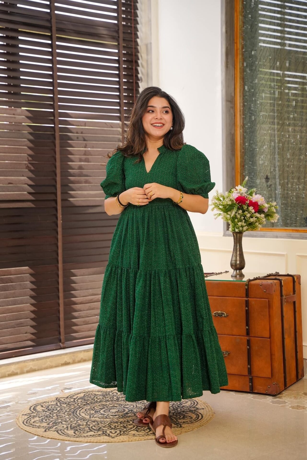 Garnet green cotton dress - Image 2