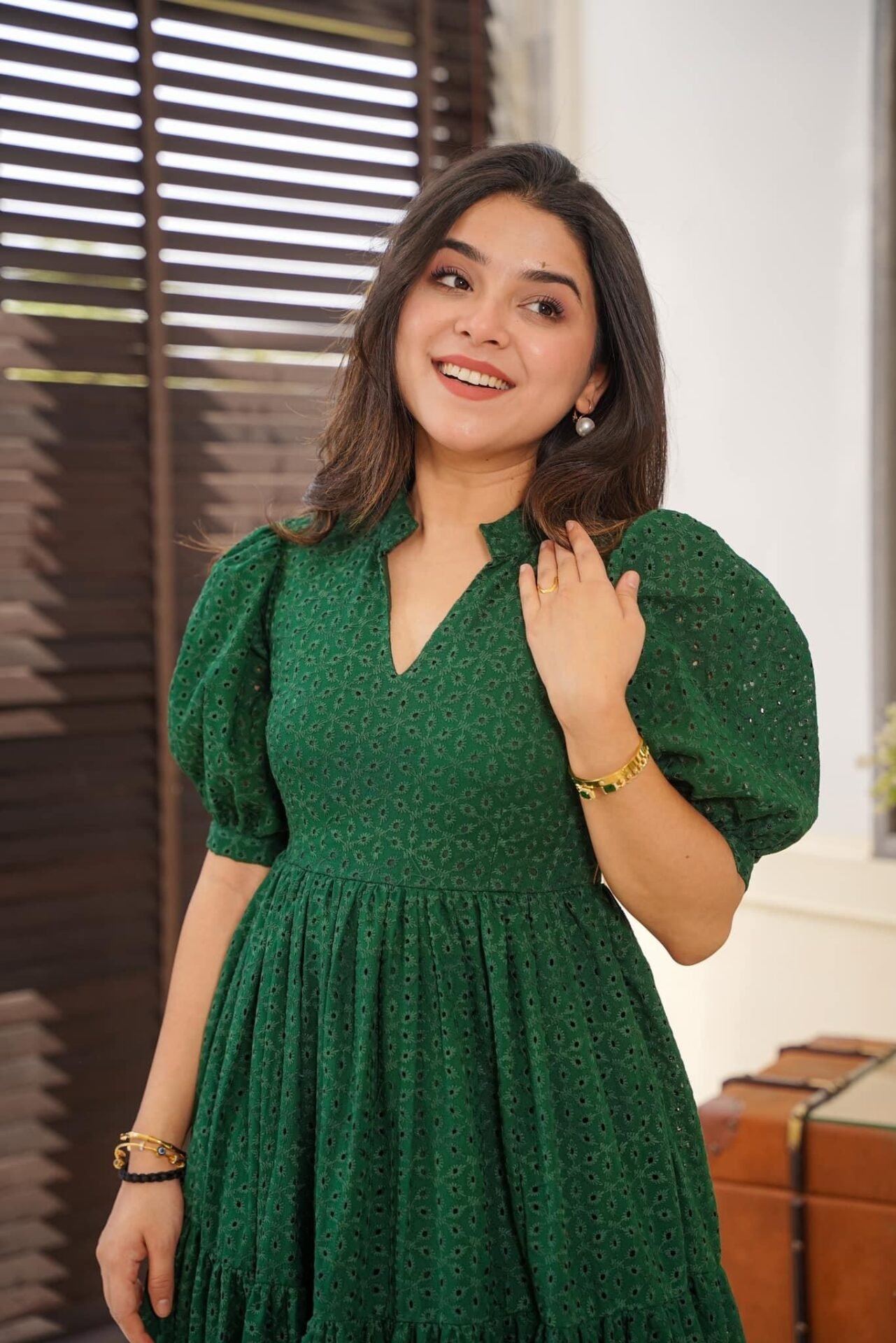 Garnet green cotton dress - Image 3