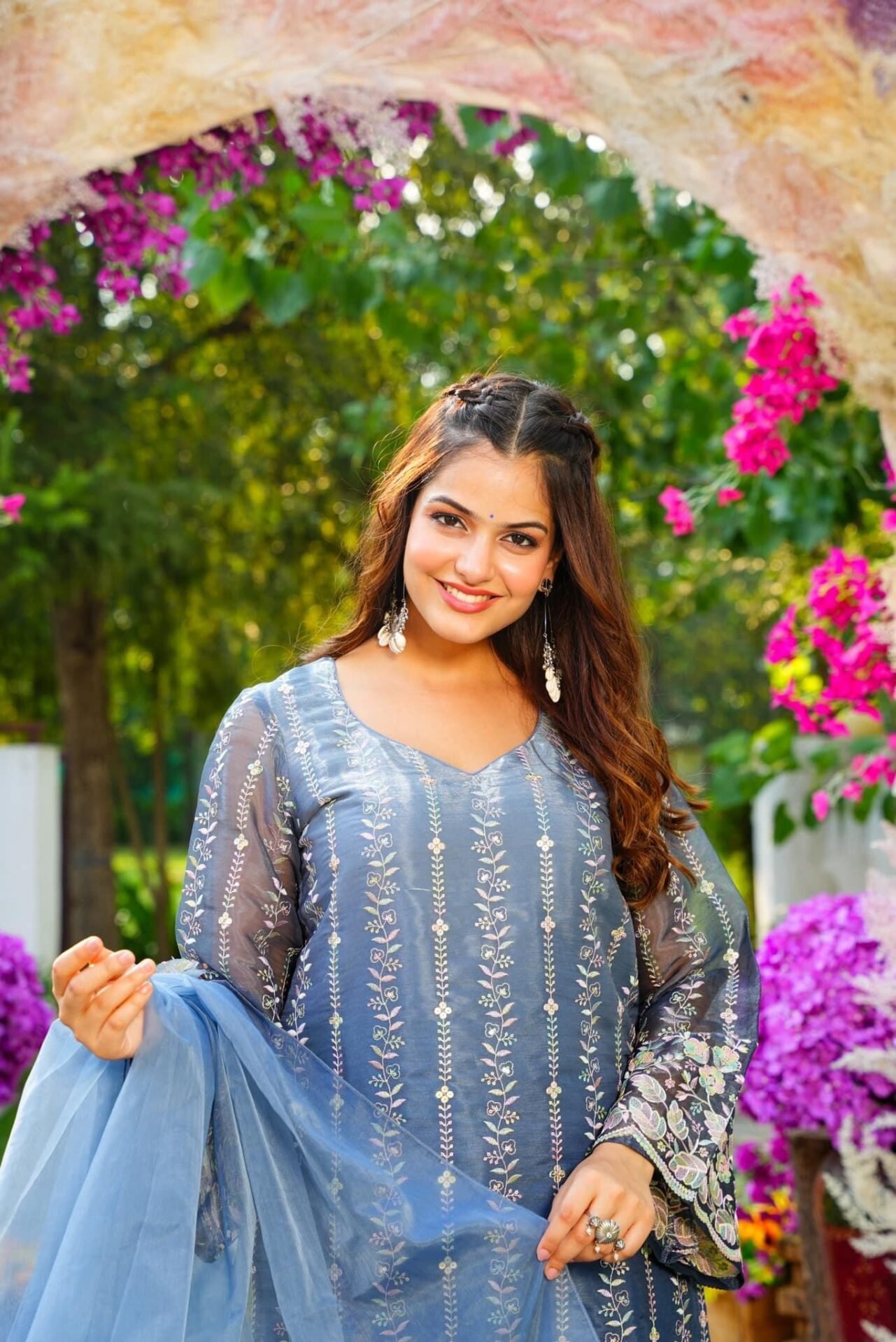 Mitali blue embroidered set - Image 3