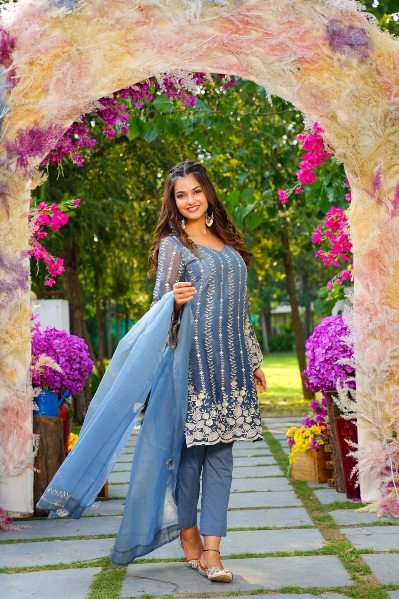 Mitali blue embroidered set - Image 4