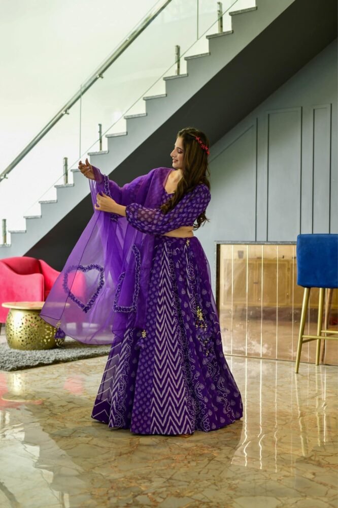 purple georgette lehenga choli set - Image 3