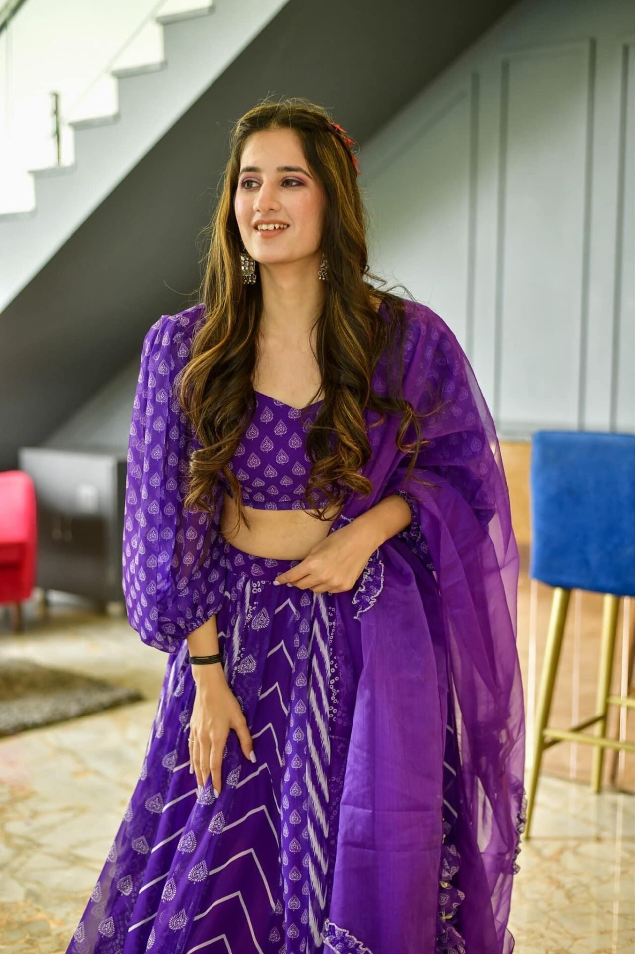 purple georgette lehenga choli set - Image 4