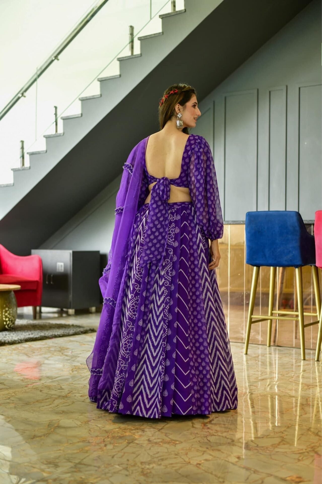 purple georgette lehenga choli set - Image 2