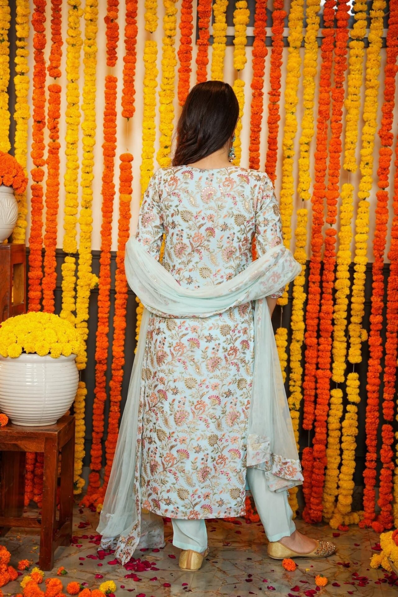 Pristine embroidered georgette straight fit - Image 4