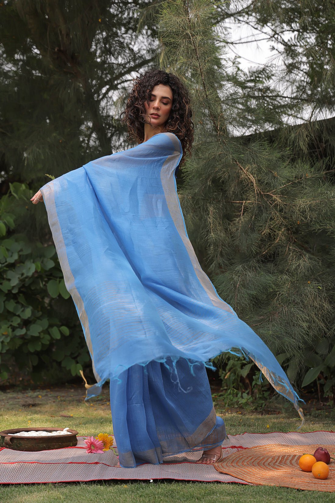 Ragini Linen Silk Sari - Image 3