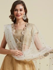 Embroidered Net Dupatta with Embellished Scallops - Image 3