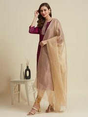 Gold Banarasi Self Designed Tissue Dupatta