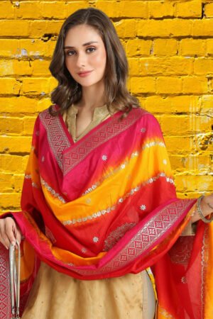 Shaded Banarasi Dupatta with Ethnic Motifs