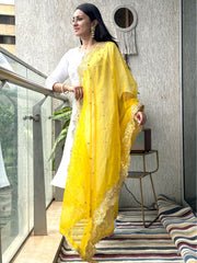 Embroidered Organza Dupatta with Zardozi Cutwork