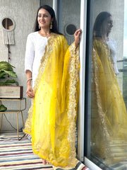 Embroidered Organza Dupatta with Zardozi Cutwork - Image 3