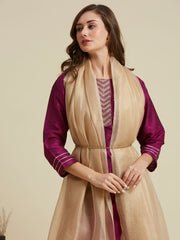 Gold Banarasi Self Designed Tissue Dupatta - Image 3