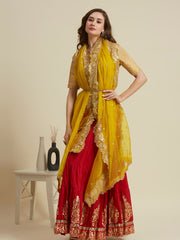 Embroidered Organza Dupatta with Zardozi Cutwork - Image 2