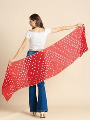 Bandhini Blended Silk Stole with Gold Border - Image 3