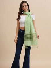 Cotton Silk Stole/Scarf with Sequinned Organza Border - Image 4