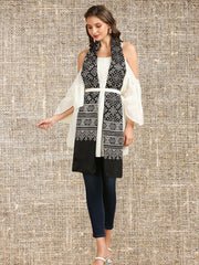 Ajrakh Hand Block Printed Black Mushru Stole - Image 2