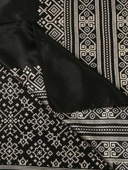 Ajrakh Hand Block Printed Black Mushru Stole - Image 3