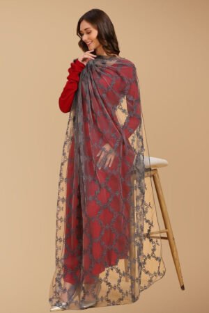 Embroidered Net Dupatta