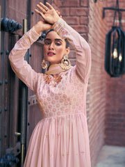 Baby Pink Georgette Partywear Palazzo-Suit - Image 2