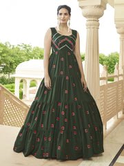 Olive Georgette Festive Gown