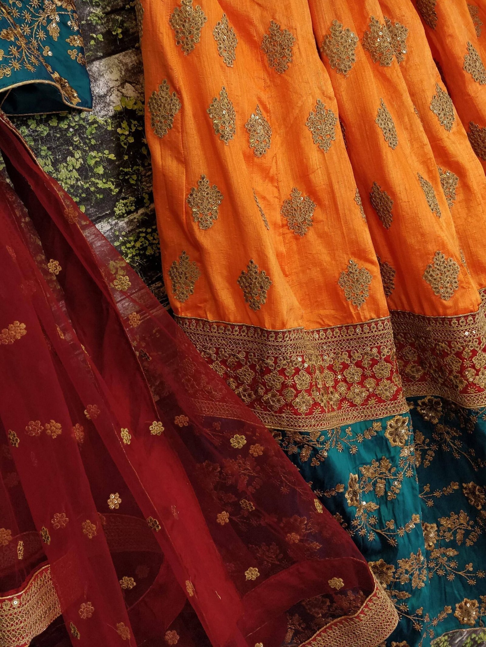 Sabyasachi Teal Green-Yellow Bridal Lehenga Choli With Dupatta - Image 4