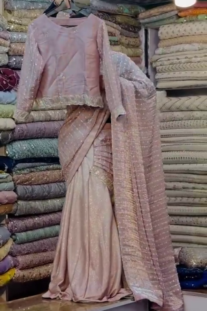 Dyed, Embroidery Thread Sequance Work, Embellished Bollywood Georgette Womens Saree