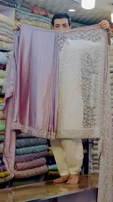 Rose Gold Embroidery Thread Sequance Work Womens Saree - Image 3