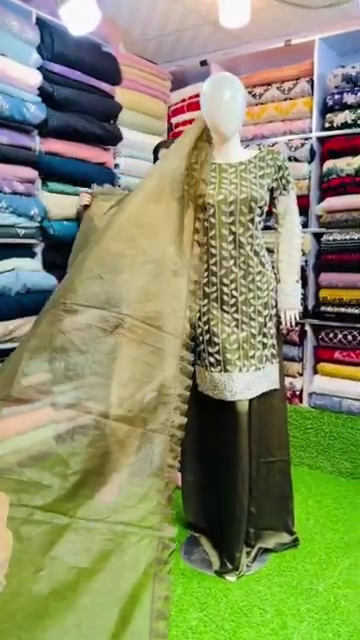 A green floral georgette silk dress with a dupatta is a stunning choice with Indian tradition - Image 2