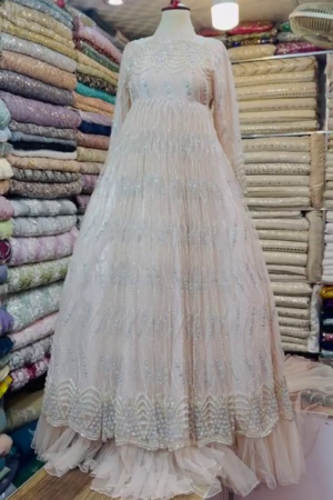 Light Pink Sundary Georgette Gown With Duptta