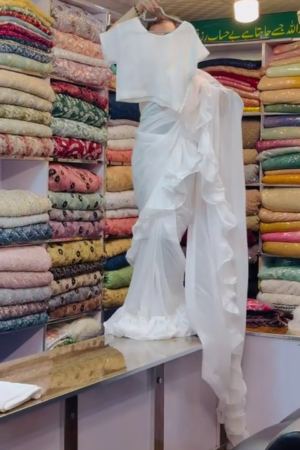 Plain white  Bollywood Women's Fancy Designer Saree