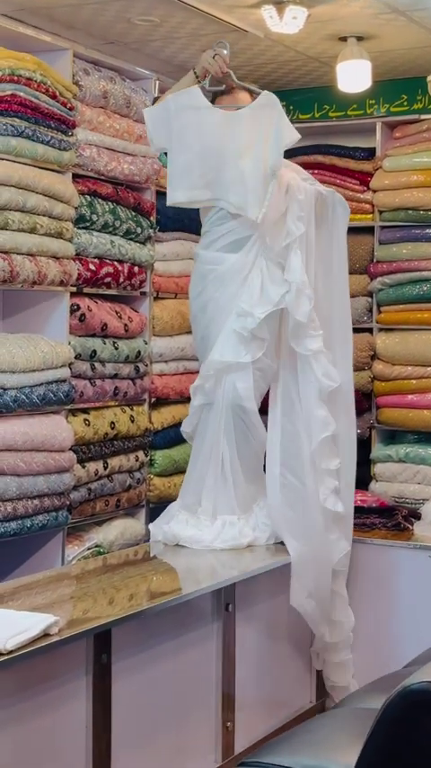 Plain white  Bollywood Women's Fancy Designer Saree