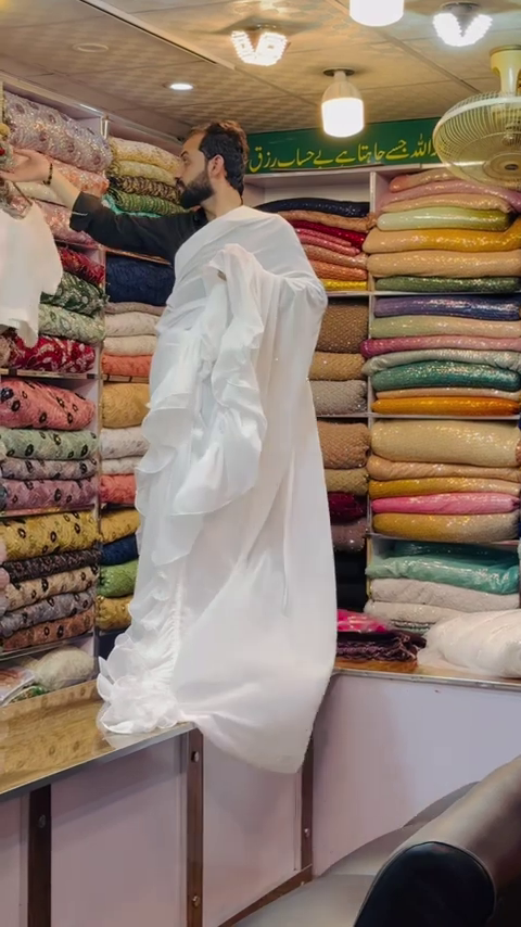 Plain white  Bollywood Women's Fancy Designer Saree - Image 4