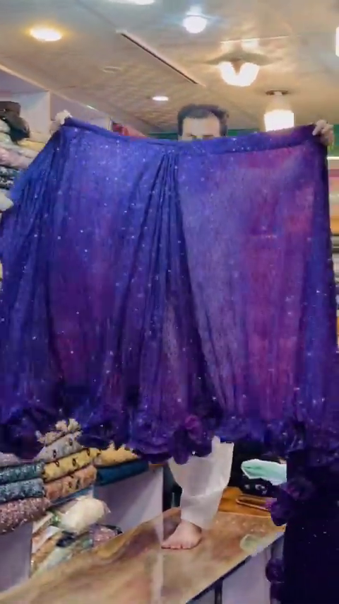 Purple Georgette designer Saree with all over seqwance work and blouse - Image 3