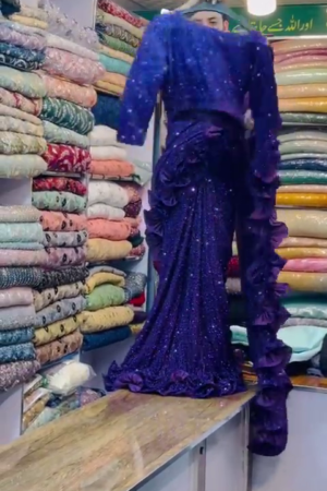 Purple Georgette designer Saree with all over seqwance work and blouse