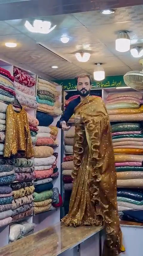 Moonlight Georgette designer Saree with all over seqwance work and blouse - Image 3